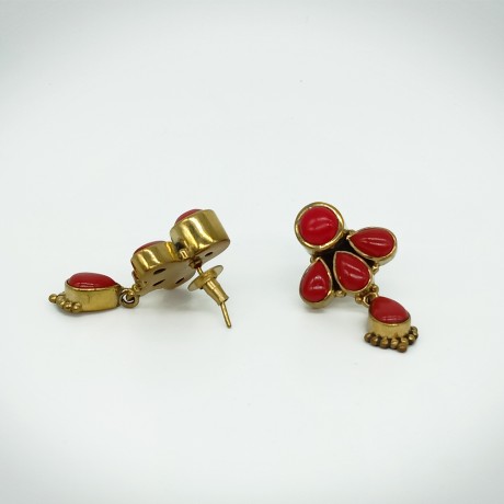 Precious Ruby Stone Brass Earrings / Jhumkis for Women and Girls